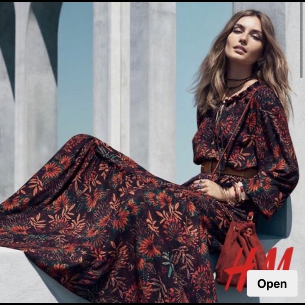 Boho floral long sleeve dress